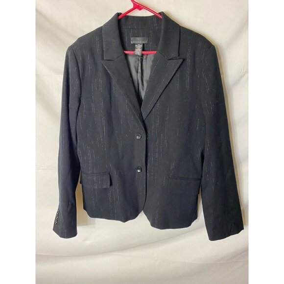 ATTENTION WOMENS PLUS SIZE 18 1X BLACK PINSTRIPE BLAZER SUIT JACKET POCKETS - Picture 1 of 3